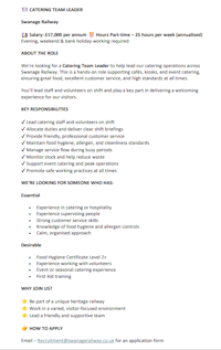 Catering Team Leader